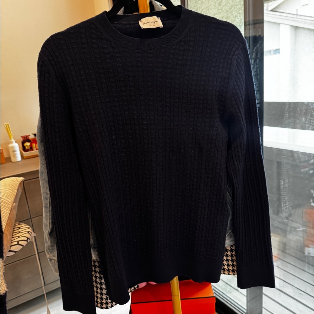 Salvatore Ferragamo Black Crewneck Sweater